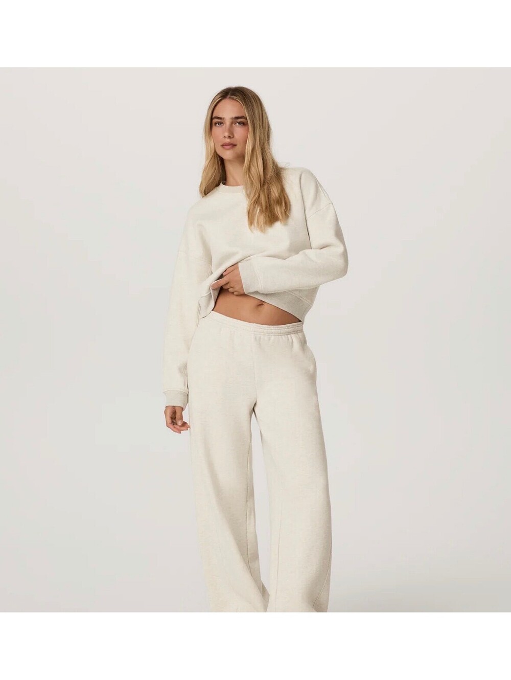Vuori Restore Mini Crew Bone Heather Cropped Sweatshirt Size Unknown